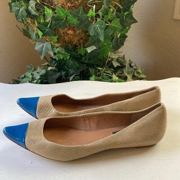 Ann Taylor Slip On Leather Pointed Cap Toe Ballet Flats Size 7 - Picture 2 of 12